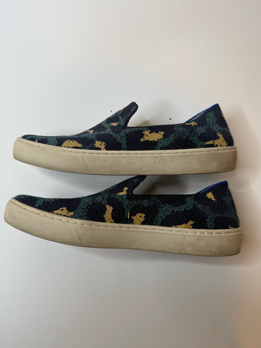 Rothy's The Original Slip-On Sneakers Blue Spot Leopard Size 7.5 - Picture 9 of 10